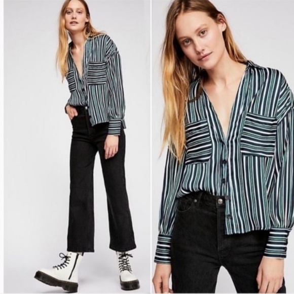 Free People Tops - Free People Mad About You‎ Button Down Shirt Stripes SIZE MEDIUM